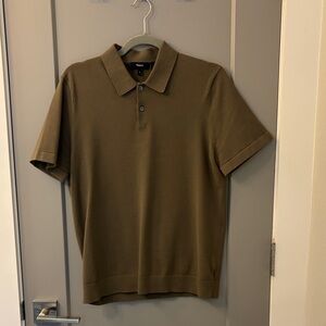 Theory Men's Olive Green Short-Sleeve Polo